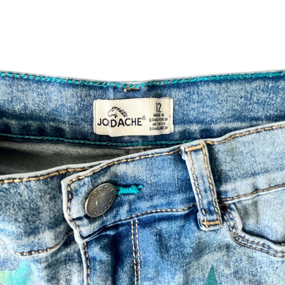 Jordache Shorts 12 Distressed Adjustable Stars Blue Denim (W26 L7) - Picture 9 of 13